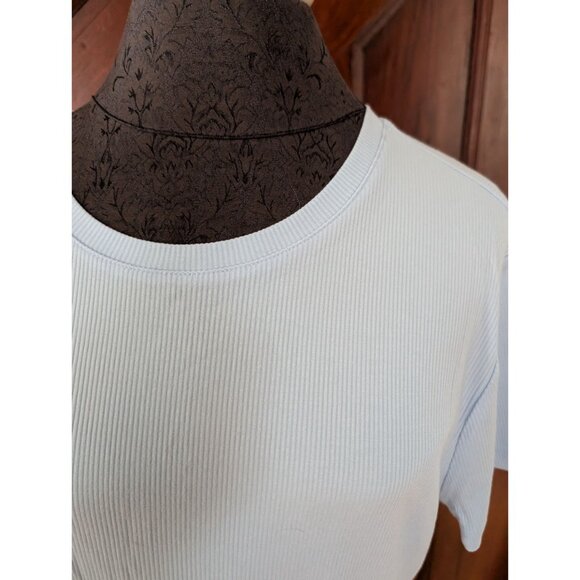 Nine West Soft Spun Light Blue Ribbed Short Sleeve Crewneck T-Shirt XXL - Picture 4 of 8
